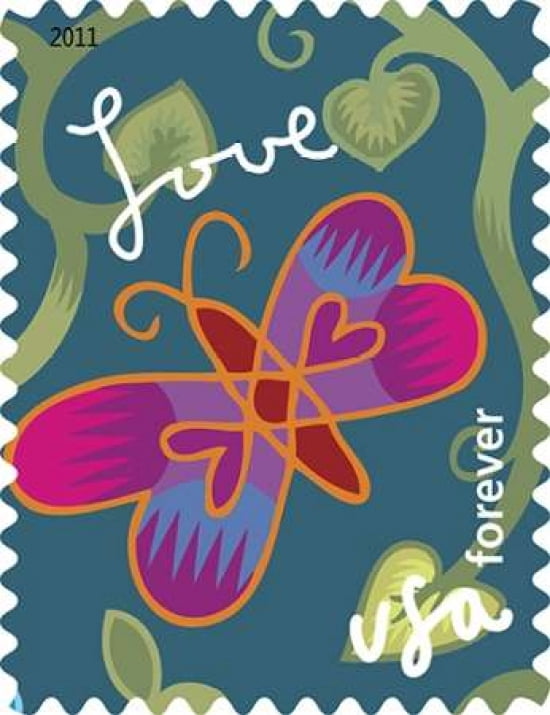 Garden of Love Butterfly Canvas Art - US POSTAL SERVICE (22 x 28)