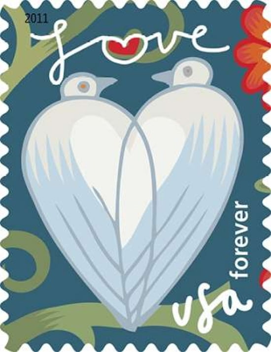Garden of Love Doves Canvas Art - US POSTAL SERVICE (22 x 28)