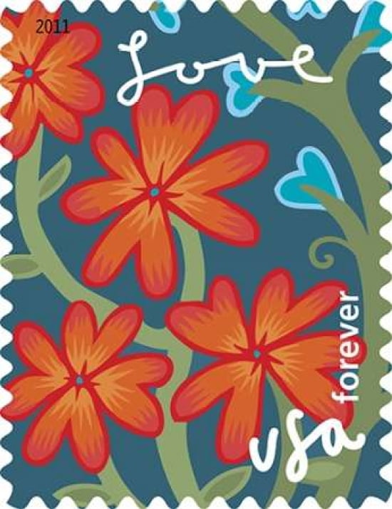 Garden of Love Orange Flowers Canvas Art - US POSTAL SERVICE (22 x 28)