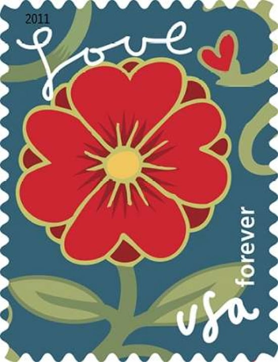 Garden of Love Red Flower Canvas Art - US POSTAL SERVICE (22 x 28)