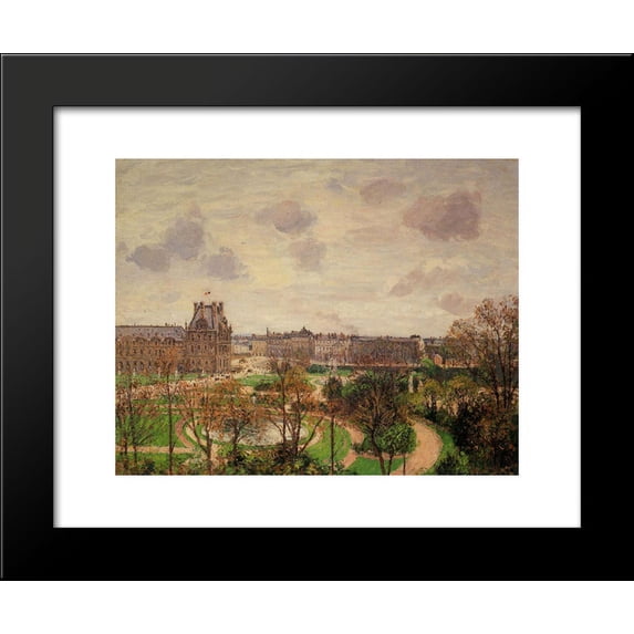 Garden of the Louvre Morning, Grey Weather 20x24 Framed Art Print by Pissarro...