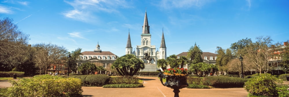 Garden of the St Louis Cathedral Jackson Square French Quarter New Orleans Louisiana USA Canvas Art - Panoramic Images (27 x 9)