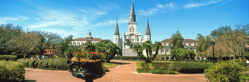 Garden of the St Louis Cathedral Jackson Square French Quarter New Orleans Louisiana USA Canvas Art - Panoramic Images (36 x 12)
