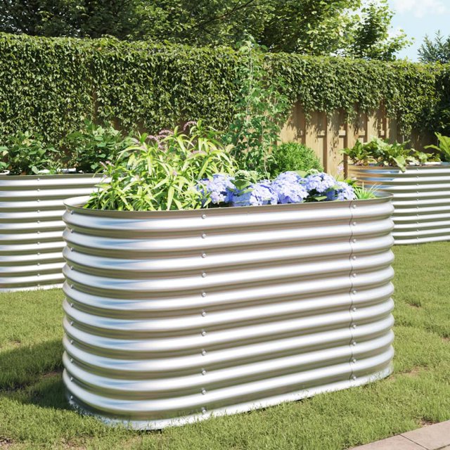 Garden raised bed 160x80x81 cm galvanized steel silver