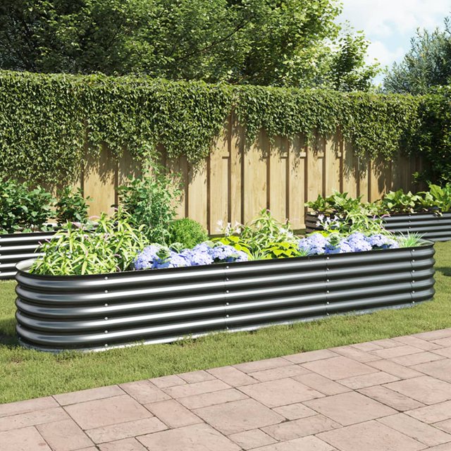 Garden raised bed 320x80x44 cm galvanized steel grey