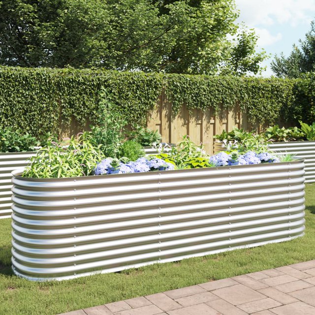 Garden raised bed 320x80x81 cm galvanized steel silver