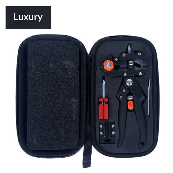 Garden seedling and fruit tree grafting toolkit, two in one pruning tool, including grafting knife blade replacement, wrench, screwdriver, and storage box