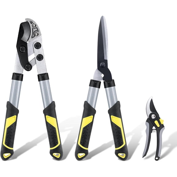 Colwelt Loppers Hedge Shears Garden Shears Set 3Pcs, Compact 17 Anvil Branch Cutter & Hedge Clippers & Garden Scissors, Shears Gardening Tools for Yard(Set for the bulk of light-to-moderate pruning