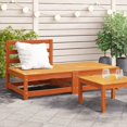 Garden sofa without armrests with footstool wax brown pinewood