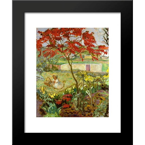 Garden with Red Tree 20x24 Framed Art Print by Bonnard, Pierre