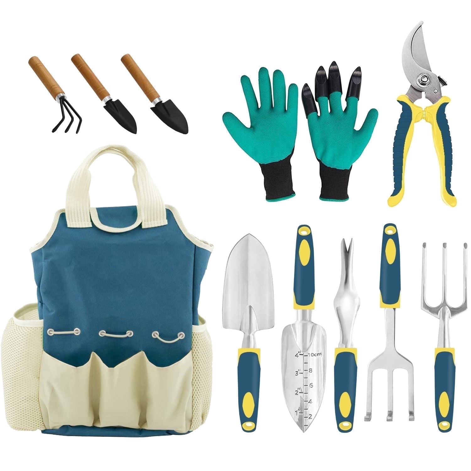 GardenHOME Garden Tool Set-11 Pcs,Succulent Tools Set Included, Heavy Duty Aluminum Gardening Tools,Ergonomic and Non -Slip Handle,Gloves,Gardening Tool Bag,Gardening Tools