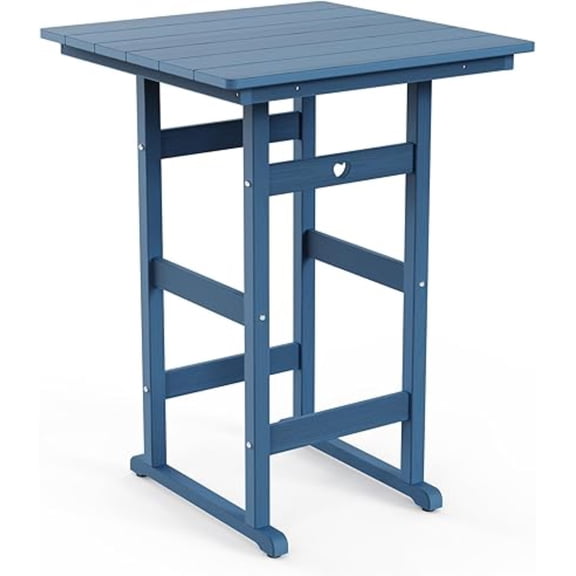 GardenWorksPro 1 Piece Outdoor Bistro Furniture Adirondack HDPE Bar Height Patio Table, Weather Resistant for Poolside Deck Garden Navy Blue