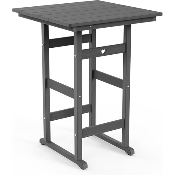 GardenWorksPro Adirondack Outdoor Bar Table, Durable HDPE Composite, Weather Resistant, Easy to Clean, Perfect for Backyard and Poolside Use, Grey