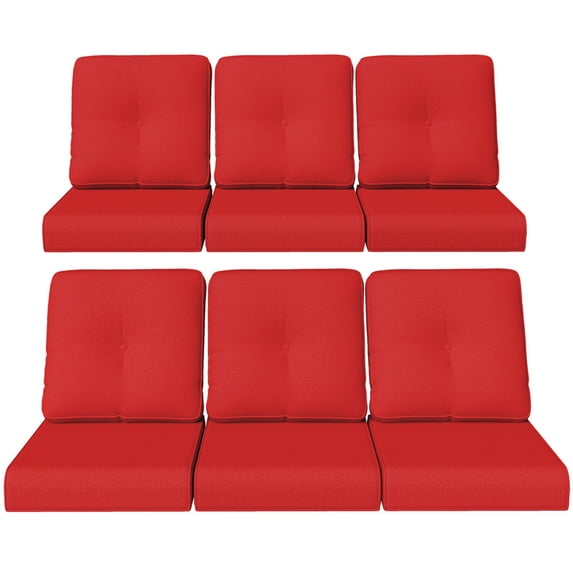 Gardenbee Outdoor Deep Seat Cushions Set of 6 for Patio Furniture 22x24x4 inch Outdoor Chair Cushions Waterproof Fade Resistant for Outdoor Sofa,Chair,Red