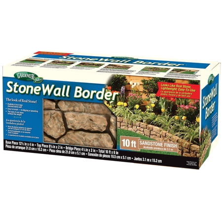 Gardeneer by Dalen Stone Wall Border Landscape Edging Border – 6 Inch Garden Edging Border – Hand Painted Easy DIY Installation Edging for Landscaping – Lightweight Realistic Design (Sandstone)