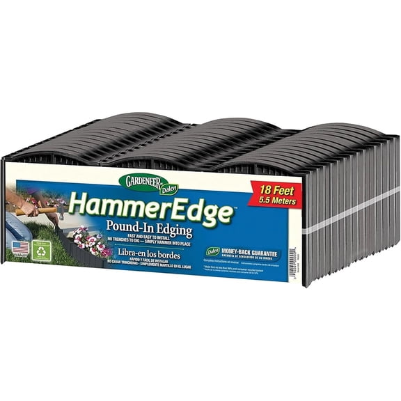 Dalen E3-16BCN HammerEdge Pound in Edging - 16 Durable Interlocking Pieces -18 feet of Coverage - Easy to Install - 1 Pack