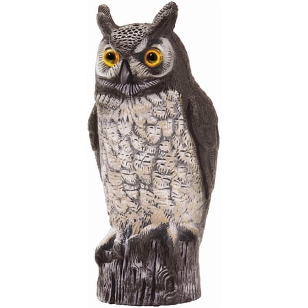 Dalen Fake Owl Decoy to Scare Birds Away from Gardens, Rooftops, and Patios - Scarecrow Provides Chemical-Free Pest Control - Safe and Humane, 16" Great Horned Owl