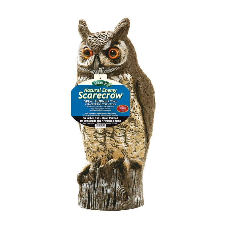 16" Brown Hand-Painted Plastic Garden Owl Statue