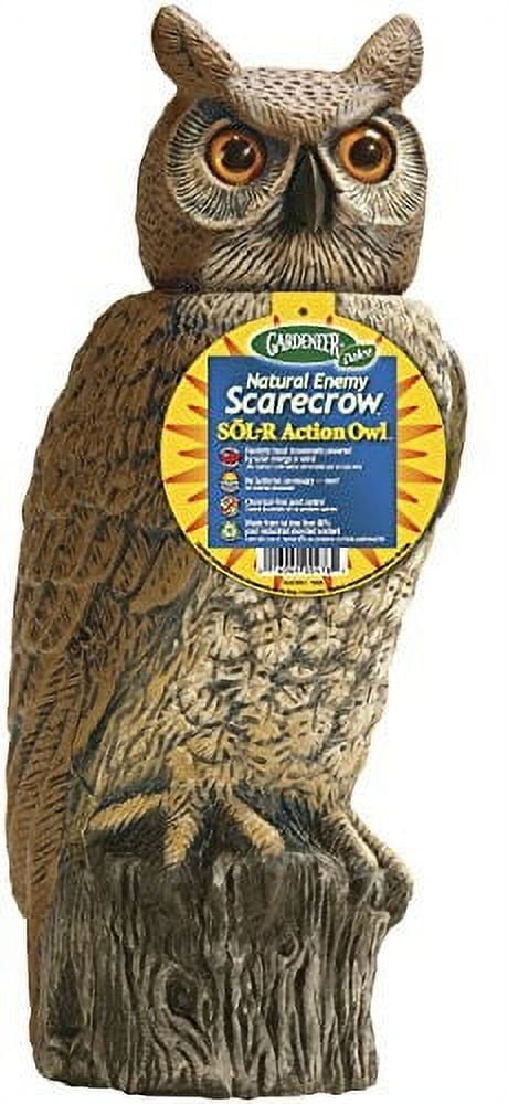 18" Solar-Powered Rotating Head Owl Pest Repellent Decoy