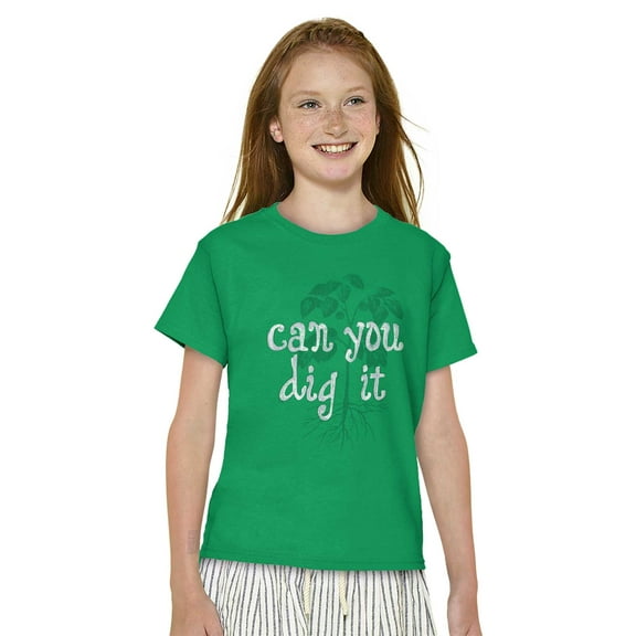 Gardener Can You Dig Gardening Humor Girls Kids T Shirt Tees Teen Brisco Brands XS