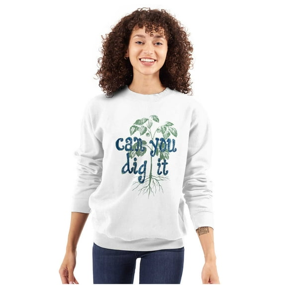 Gardener Can You Dig Gardening Humor Women Crewneck Sweatshirt Brisco Brands M