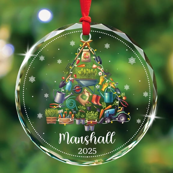 Gardener Glass Ornament Xmas Tree 2025, Personalized Gardener Christmas Keepsake Gifts for Plant Lover Farmer, Gardening Xmas Keepsake Decoration Gifts, Customized Name Farmer Christmas Ornaments