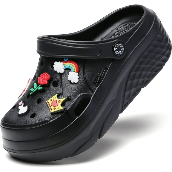 Gardener Platform Clogs Slippers Mules High Heels Wedge Sandals Red Comfort Shoes for Women