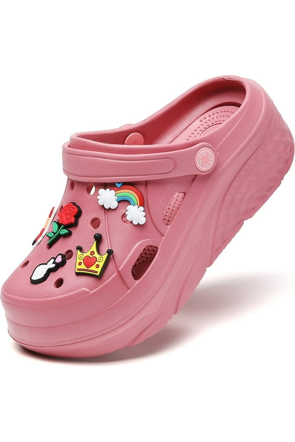 Gardener Platform Clogs Slippers Mules High Heels Wedge Sandals Red Comfort Shoes for Women