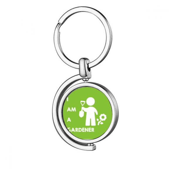 Gardener Position Flower Grass Spade Rotating Keychain Metal Keyring Holder