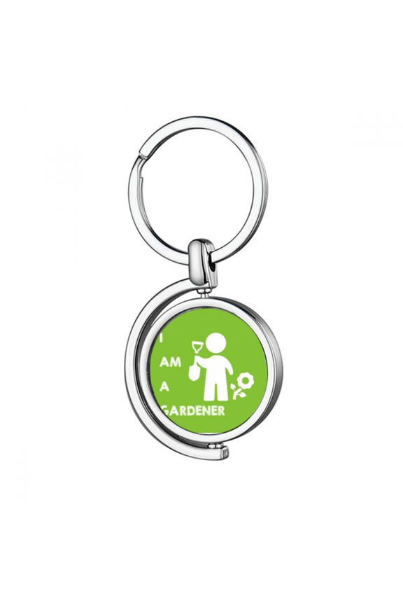 Gardener Position Flower Grass Spade Rotating Keychain Metal Keyring Holder