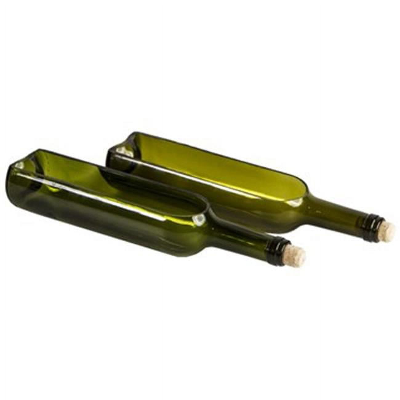 Dark Green Glass Wine Bottle Planter Set with Wire Stand