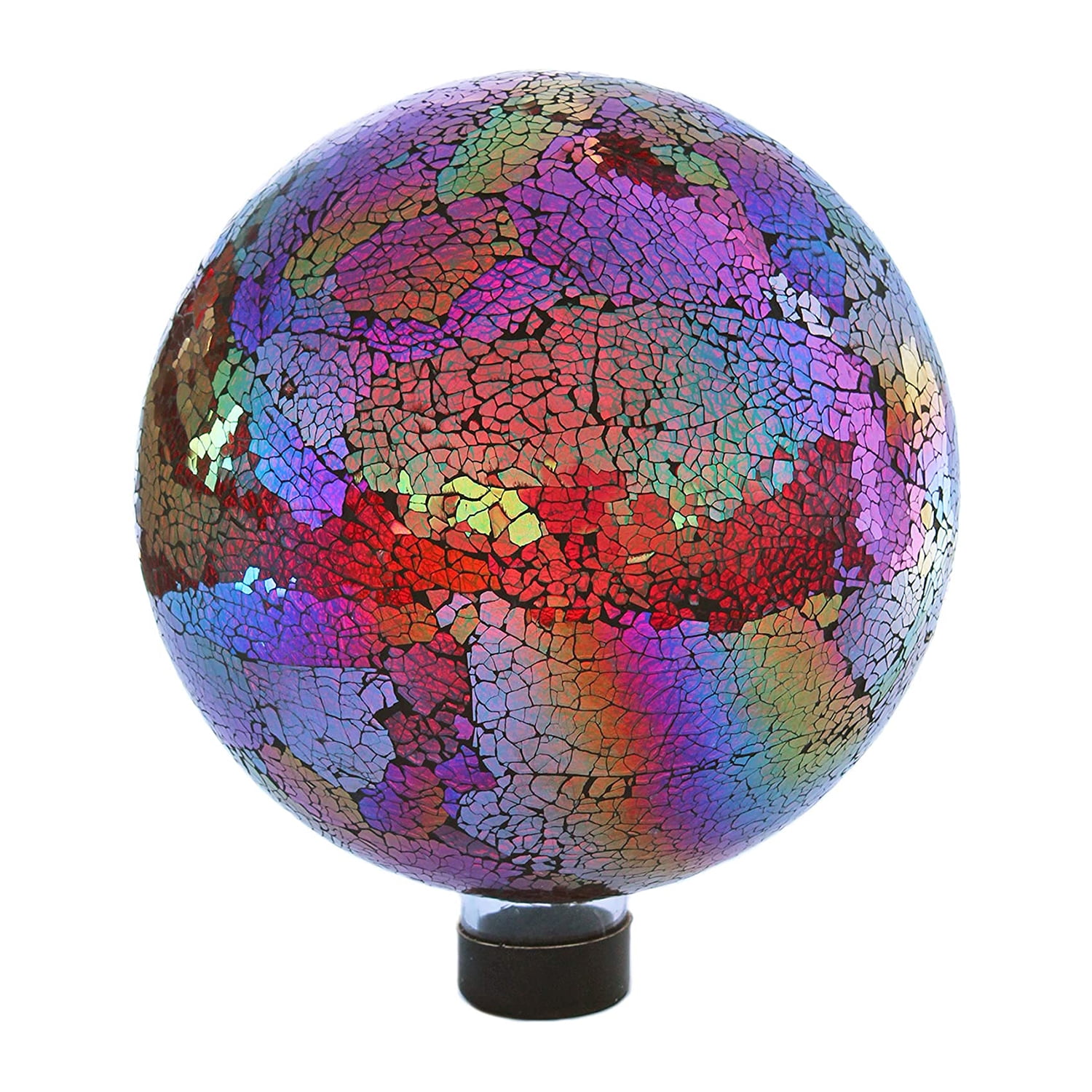 Vibrant Mosaic Glass Gazing Globe in Red and Purple
