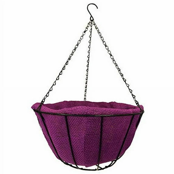 Gardener Select (#GSALDJ314) Hanging Basket w/ Jute Coco Liner, Lavender - 14"