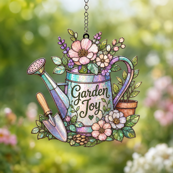 Gardener Suncatcher Acrylic Hanging Floral Garden Joy Gift for Gardening Lovers