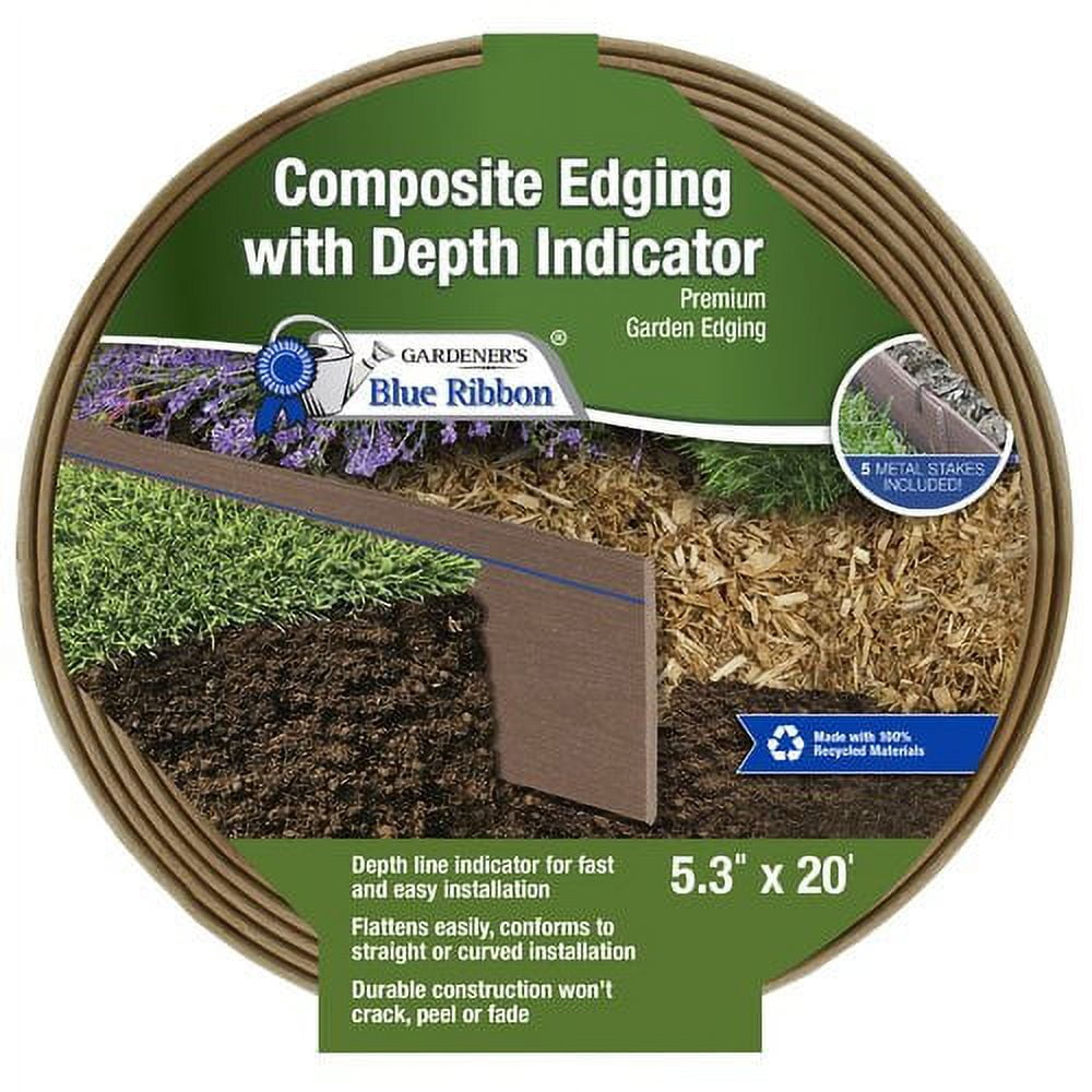 Gardener's Blue Ribbon 20 ft. W Ceder and Brow Premium Lawn Edging ...