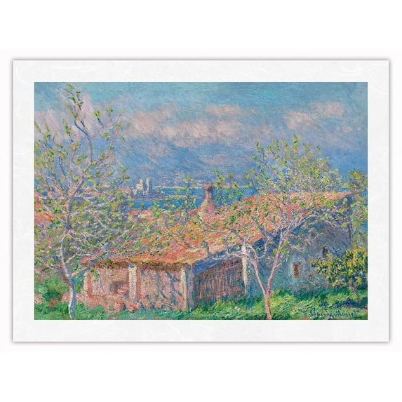Gardener's House at Antibes France - From an Original Color Painting by Claude Monet c.1888 - Japanese Unryu Rice Paper Art Print (Unframed) 12 x 16 in