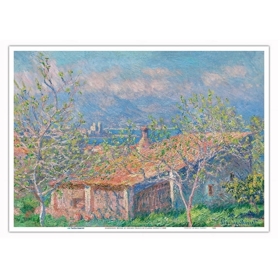 Gardener's House at Antibes France - From an Original Color Painting by Claude Monet c.1888 - Master Art Print 10in x 14in