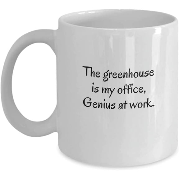 Gardener's Mug, Genius at Work, Gardening Coffee Cup, White tea cup,