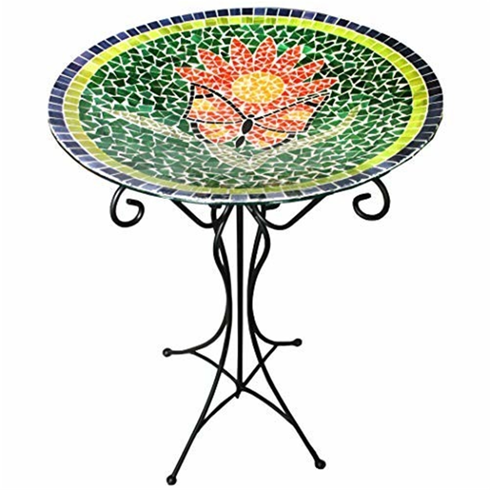 Gardener's Select Butterfly Mosaic Glass Bird Bath and Stand - image 1 of 2