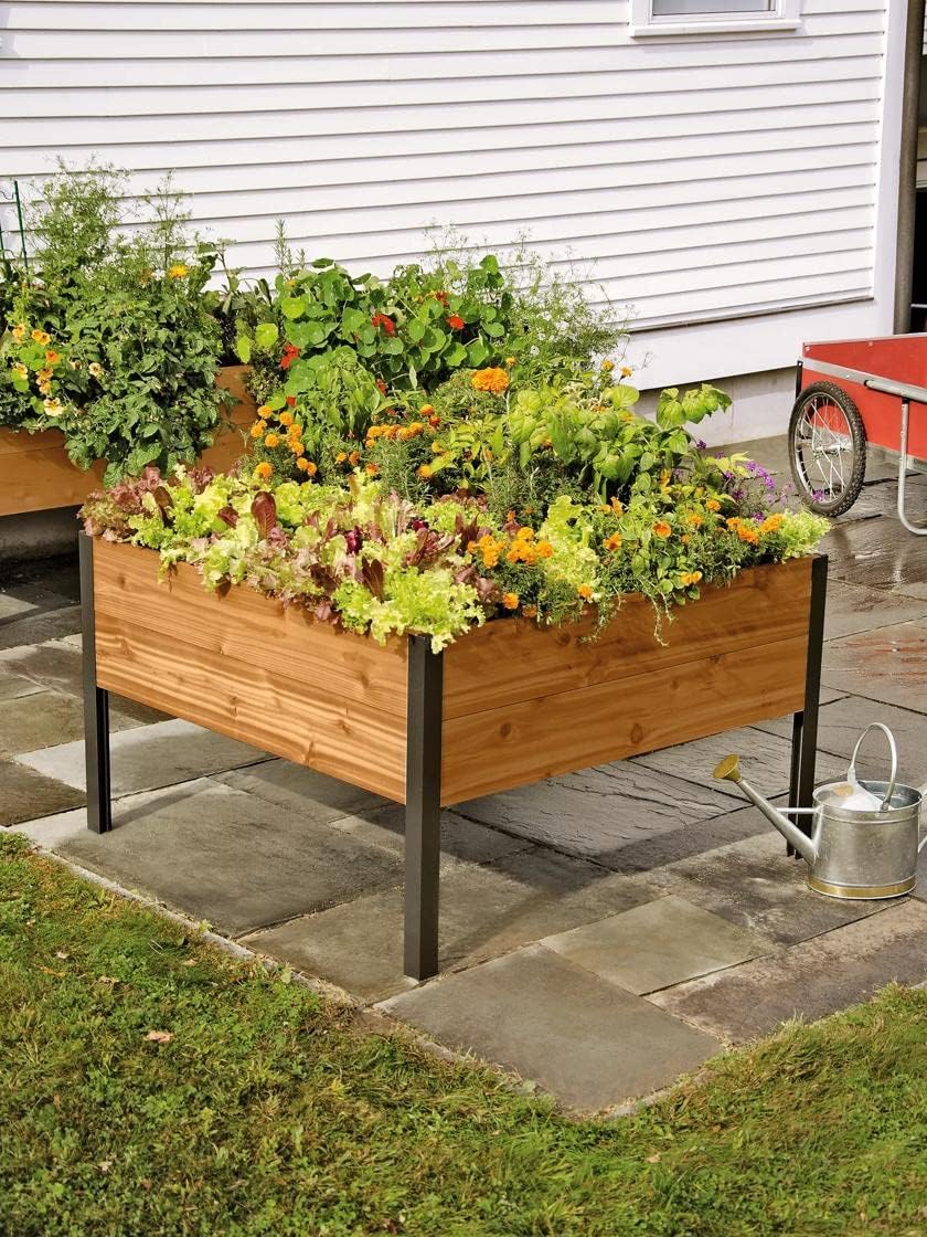 Gardener's Supply Company Raised Garden Bed Elevated Cedar Planter Box