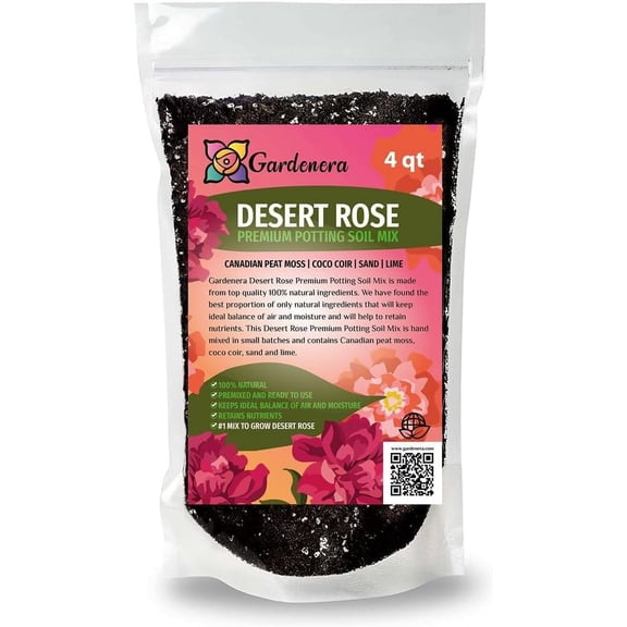 Gardenera Desert Rose Planting Mix - Provide Your Adenium with an Ideal Growing Environment - 4 QUARTS