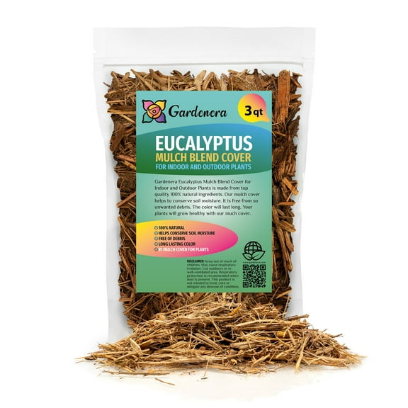 Gardenera Eucalyptus Mulch Blend Cover, 3 Quarts with Moisture Retention and Weed Suppression
