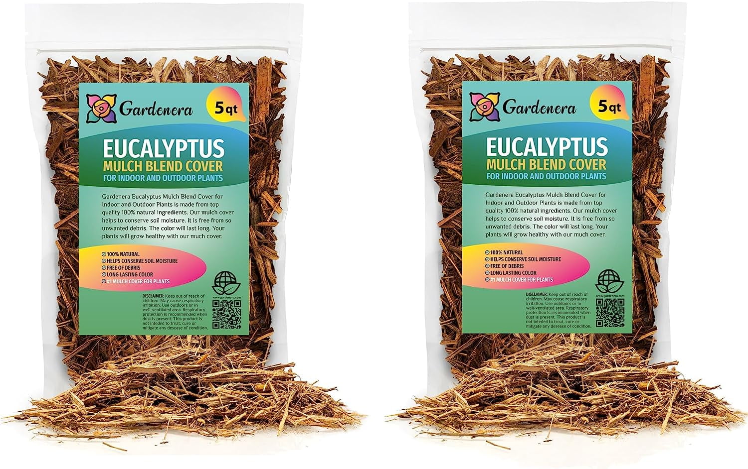 Gardenera Eucalyptus Mulch - Provide Long-Lasting Color and Aromatic Appeal to Your Landscape - 10 QUARTS