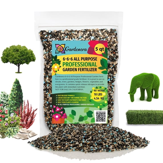 ⭐ Gardenera Labs 6-6-6 All Purpose Professional Garden Fertilizer - Optimize Nutrition for Thriving Plants in Every Corner of Your Garden - 5 QUARTS
