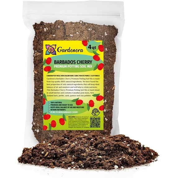 Gardenera Labs Barbados Cherry Potting Mix - Promote Strong Roots and Abundant Yields with Our Premium Blend - 4 Quart