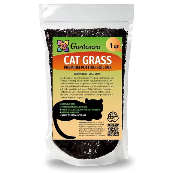 Gardenera Labs Cat Grass Potting Soil - Create an Enjoyable and Nutritious Experience for Your Feline Friend - 1 Quart