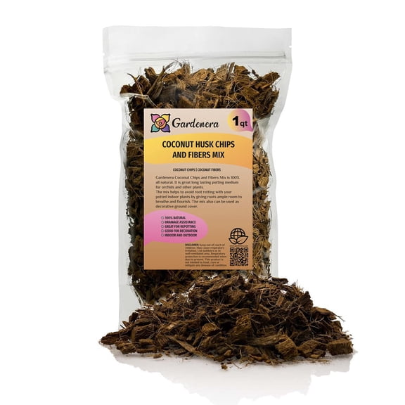 ⭐ Gardenera Labs Coconut Husk Chips and Fibers Mix for Orchids - 1 QUART - Houseplant, Monstera and Fiddle Leaf Fig