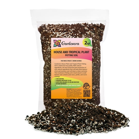 Gardenera Labs House Plant and Tropical Plant Potting Soil - Re-Potting Soil for All Types of Indoor House Plants - 2 Quart Bag