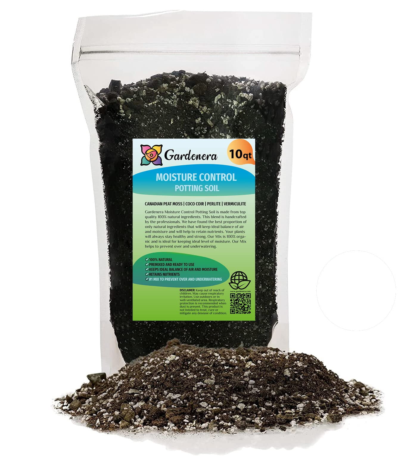 ⭐ Gardenera Labs Moisture Control Potting Mix - Keep Your Plants Happy and Hydrated! 💦🌸 - 10 QUART BAG