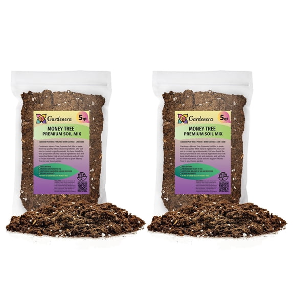 Gardenera Labs Money Tree Potting Soil - 10 Quart - Soil Mix for Planting or Repotting Guiana Chestnut, Blended Mix to Properly Grow Money Tree Plants (2 Bags of 5 Quart)